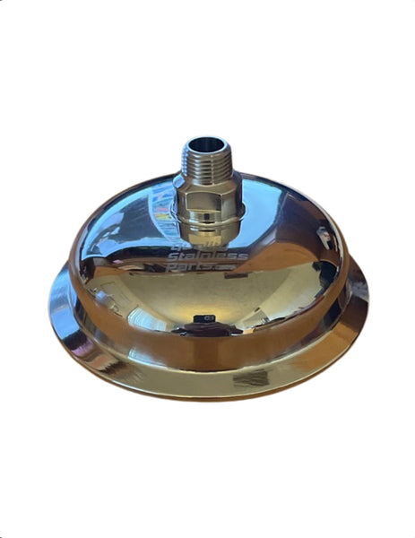 3" Tri Clamp Lid with Showerhead Welded Inside - Spool Cap in 3/8" or 1/2" MNPT